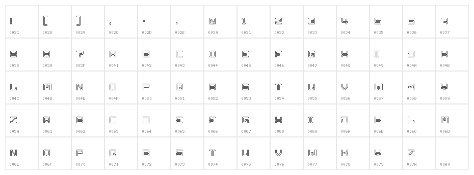 Fourth Gear Regular Character Map