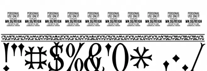 Fourth Reign PERSONAL USE ONLY Border Diamond Font OTHER CHARS