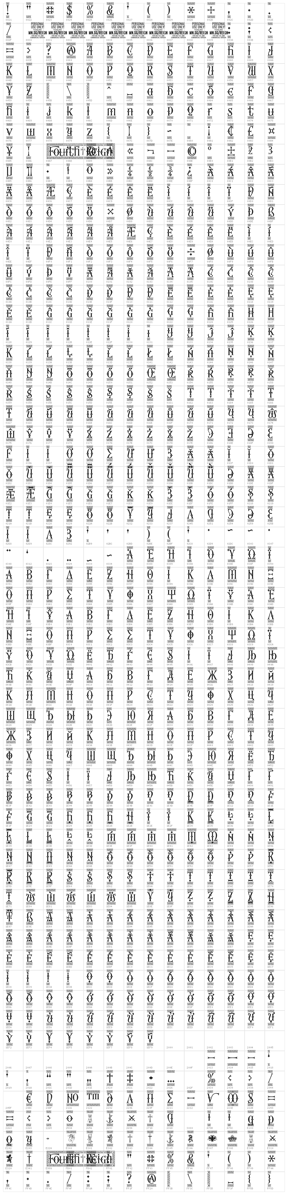Fourth Reign PERSONAL USE ONLY Border Diamond Character Map