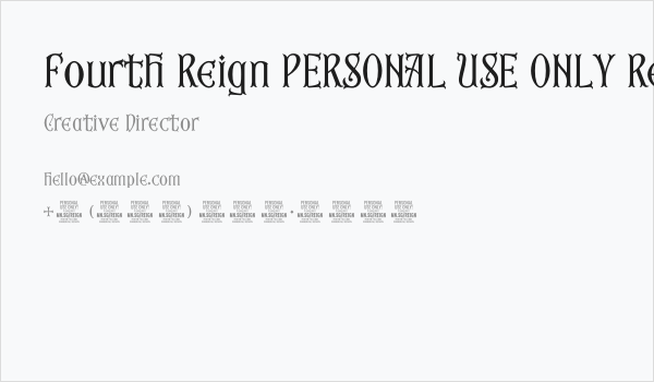 Fourth Reign PERSONAL USE ONLY Regular Business Card