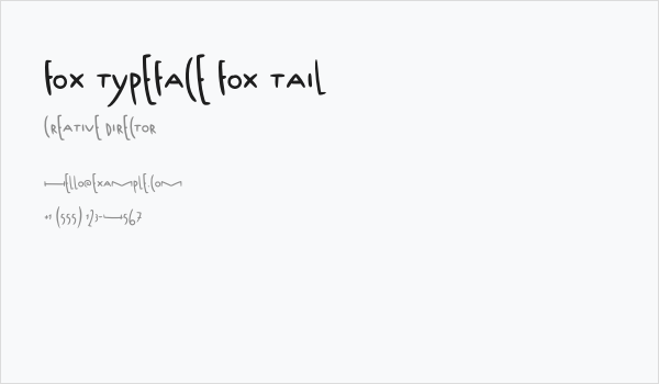 Fox Typeface Fox Tail Business Card