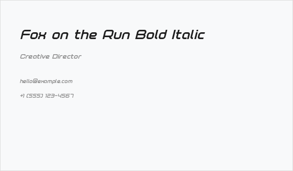 Fox on the Run Bold Italic Business Card