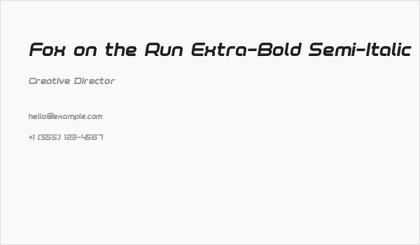 Fox on the Run Extra-Bold Semi-Italic Business Card