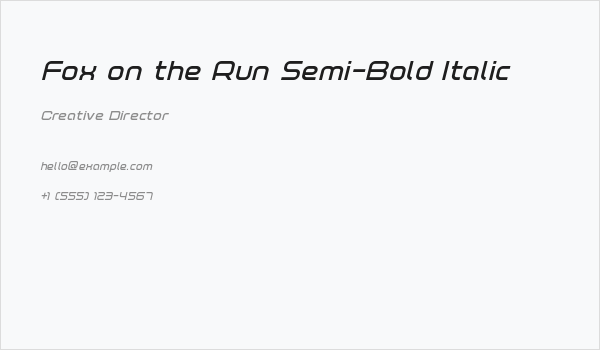 Fox on the Run Semi-Bold Italic Business Card