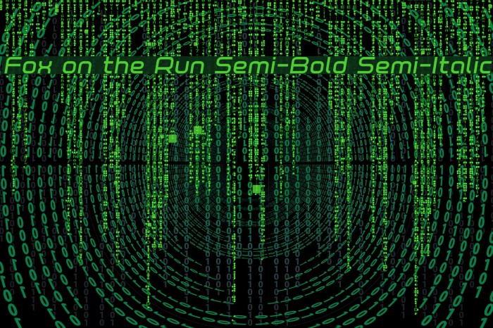 Fox on the Run Semi-Bold Semi-Italic Font examples