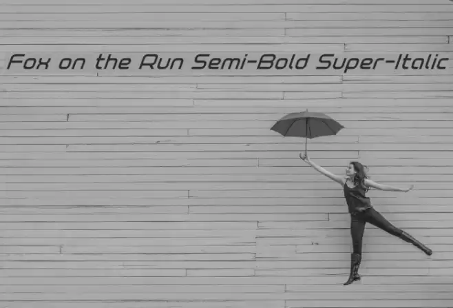 Fox on the Run Semi-Bold Super-Italic Font examples