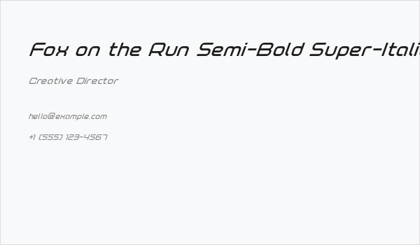 Fox on the Run Semi-Bold Super-Italic Business Card