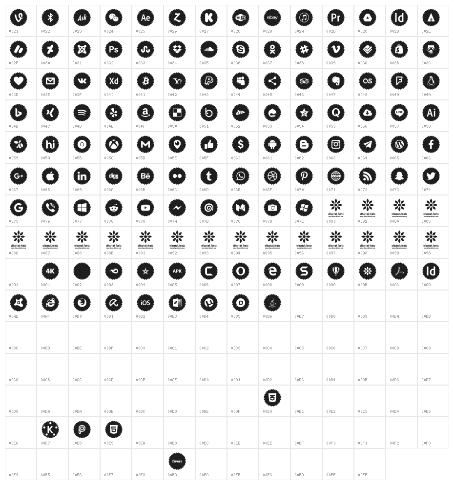 font 120 logos Character Map