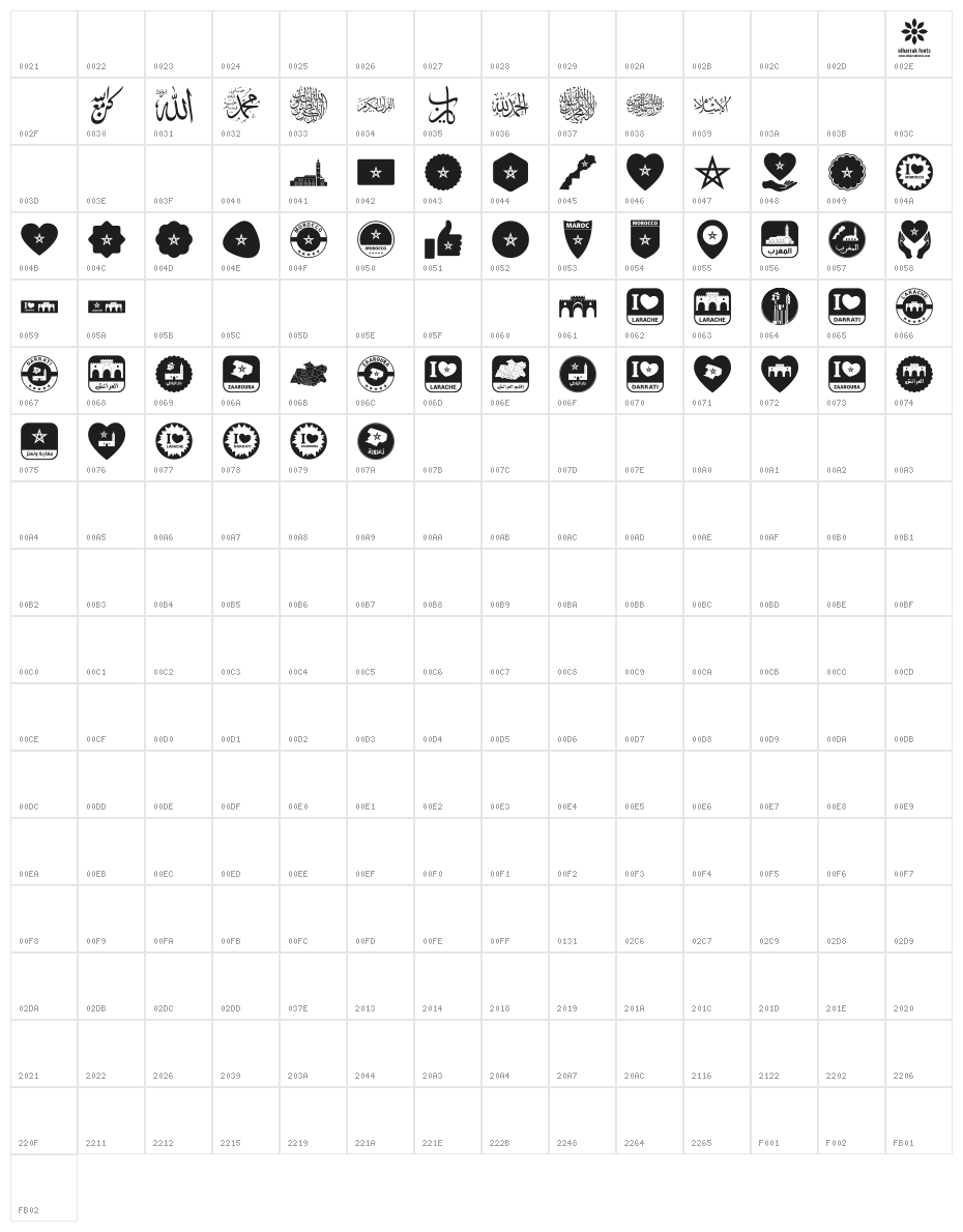 font larache color Character Map