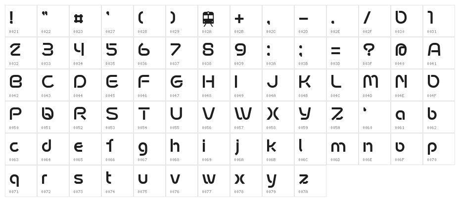 fontopoSUBWAY Regular Character Map