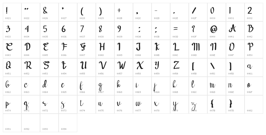 forest dream Regular Character Map