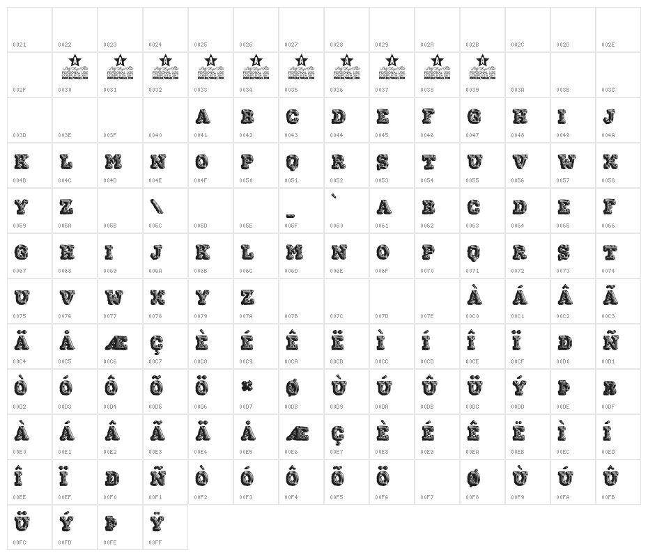 FREAK PERSONAL USE Character Map