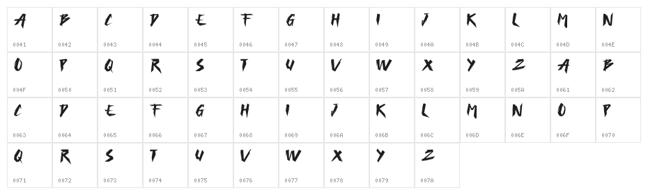 FREEDAY Character Map