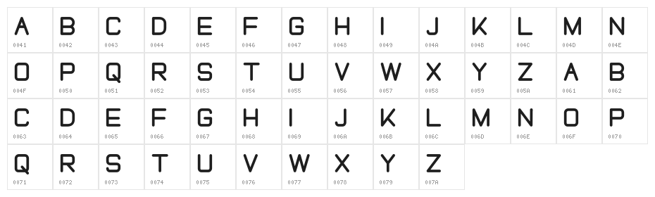 FREELAH Character Map