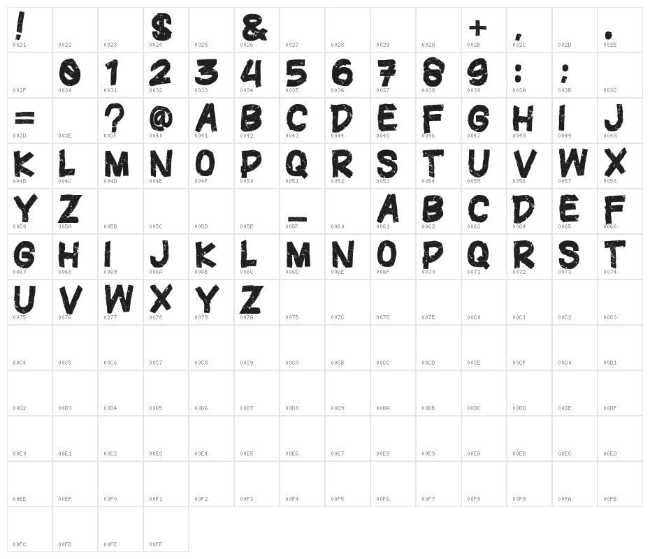 FREEZONE Character Map