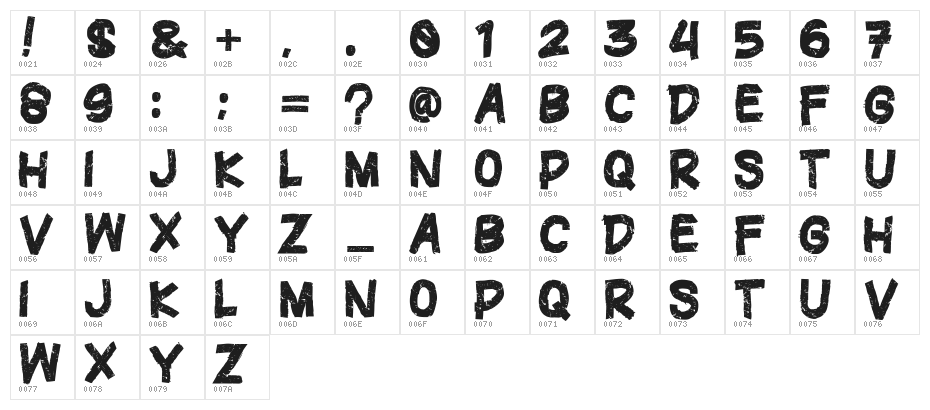FREEZONE Character Map