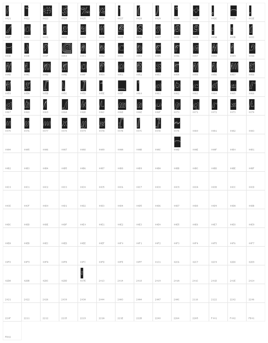 FROZEN ICE-Hollow Character Map