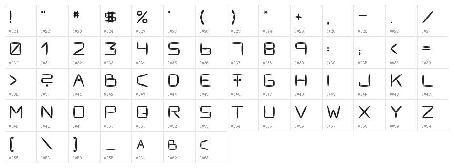 Fracksausen Character Map