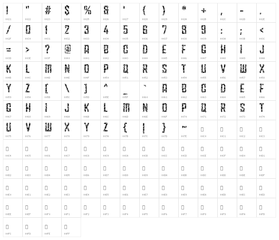 Fracture5758 Regular Character Map
