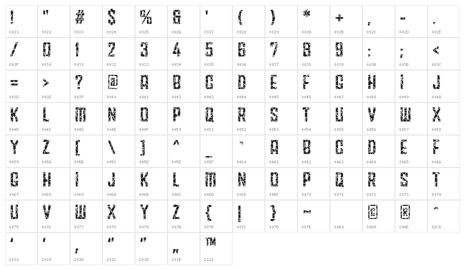 Fracture5758 Regular Character Map