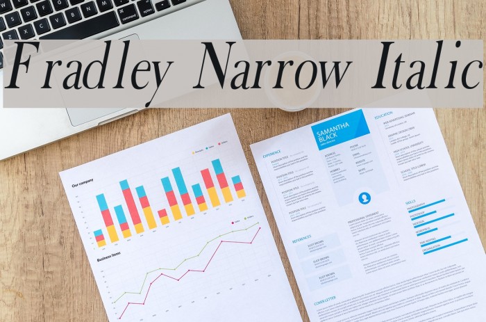 Fradley Narrow Italic Font examples