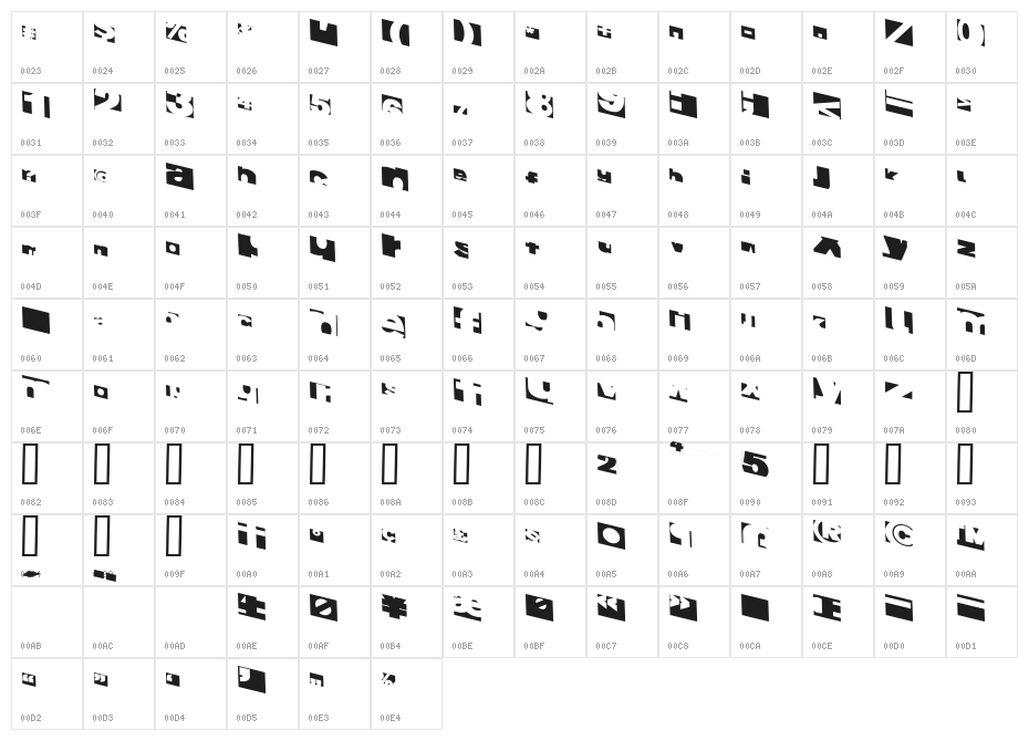FragmentF Character Map
