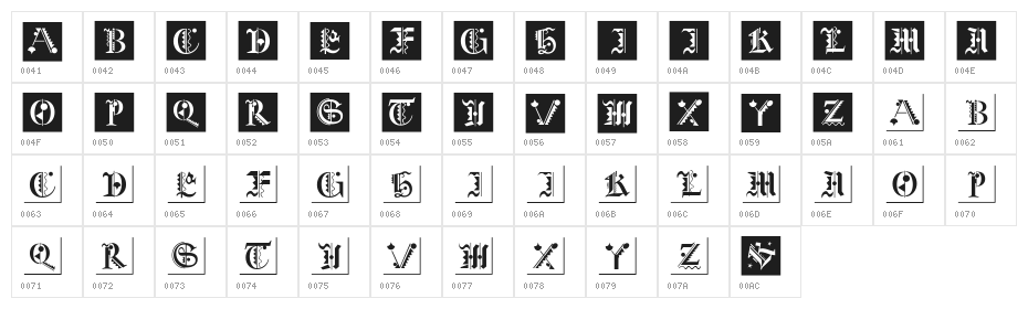 FraktKonstruct Character Map
