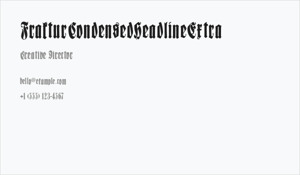FrakturCondensedHeadlineExtra Business Card