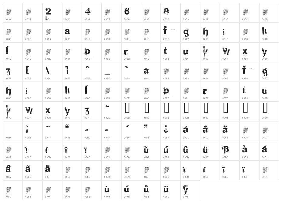 Frakturika Demo Character Map