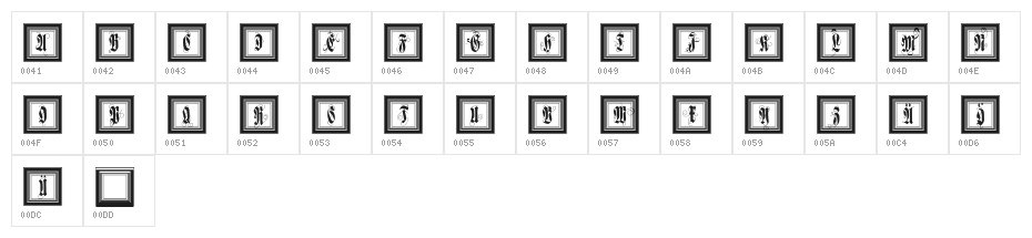 FramedFraxCaps Character Map