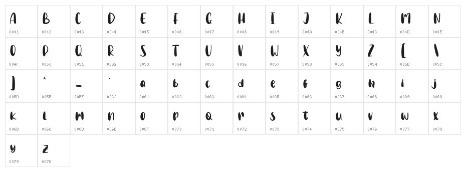 Franches Free Regular Character Map