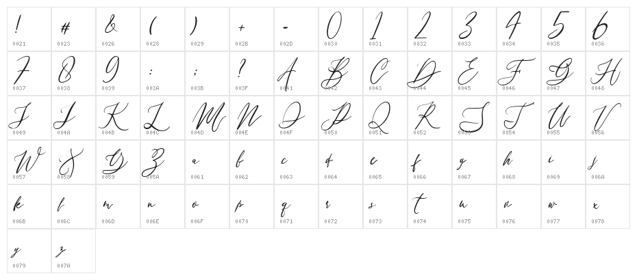 Franchisca Regular Character Map