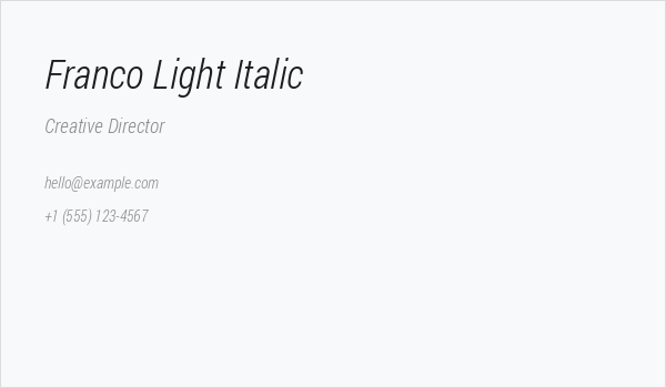 Franco Light Italic Business Card