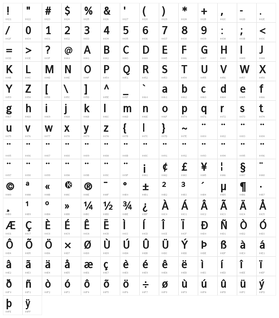 FrancophilSans-Bold Character Map