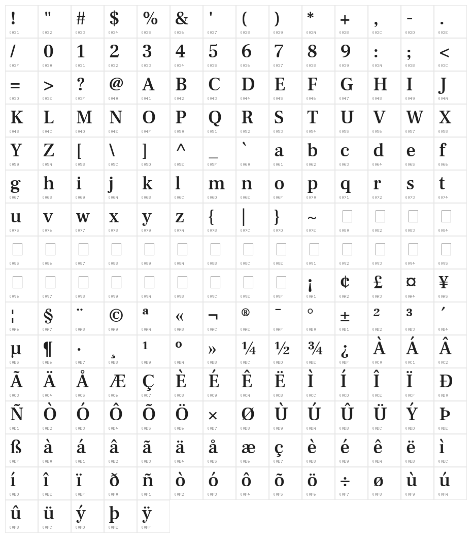 Frank Ruhl Libre Medium Character Map