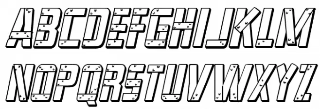 Frank-n-Plank 3D Bold Italic Caratteri MINUSCOLO