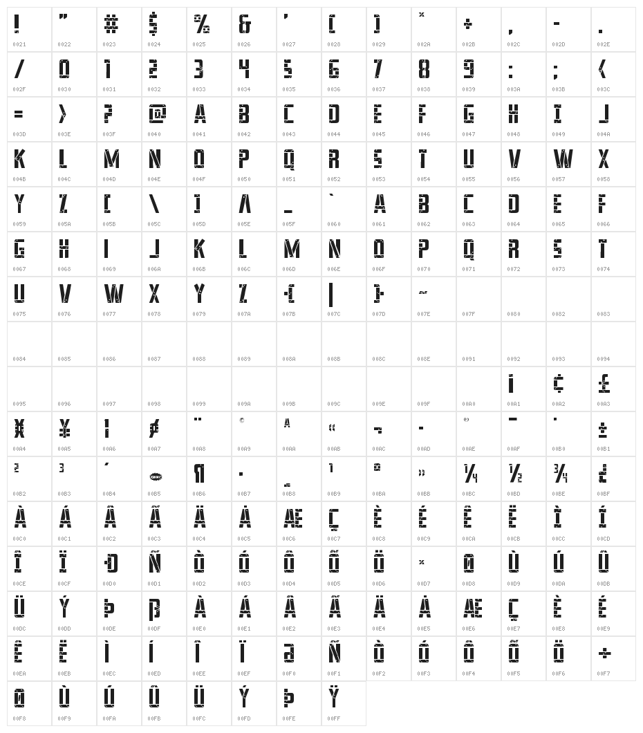 Frank-n-Plank Light Character Map