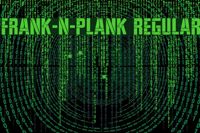 Frank-n-Plank Regular Font examples