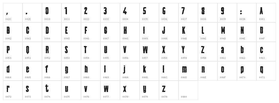 Frankenstainer Demo Font Bold Character Map