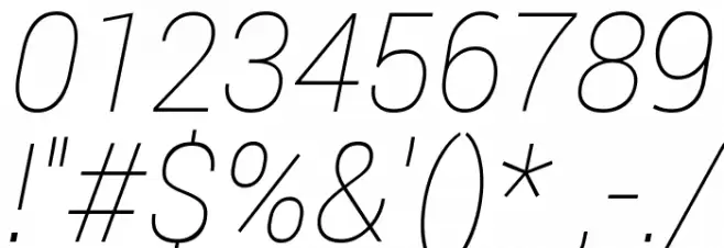 Franko Thin Italic Font OTHER CHARS