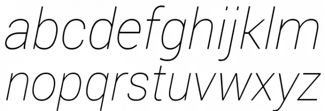 Franko Thin Italic Caratteri MINUSCOLO
