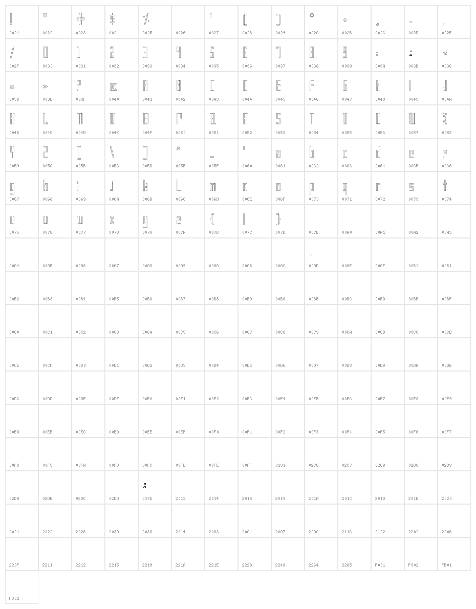 Frankstern Outline Character Map