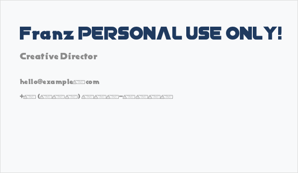 Franz PERSONAL USE ONLY! Business Card