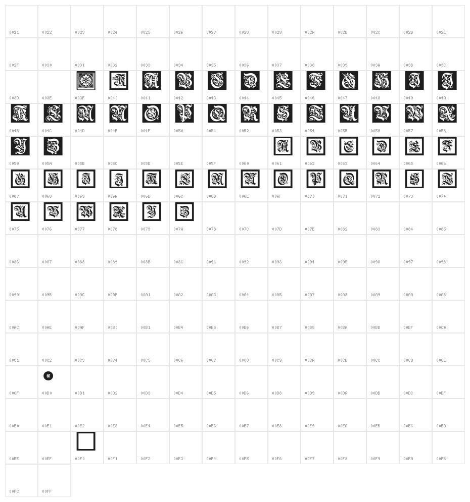 FraxBoxes Character Map