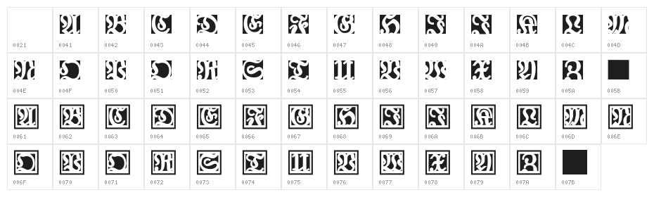FraxBrix Character Map
