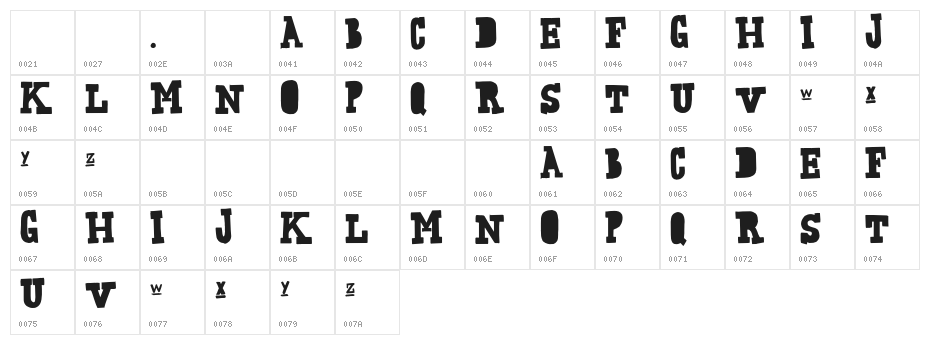 FreakingStrange-Regular Character Map