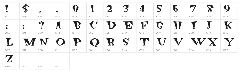 Freakout Plain Character Map