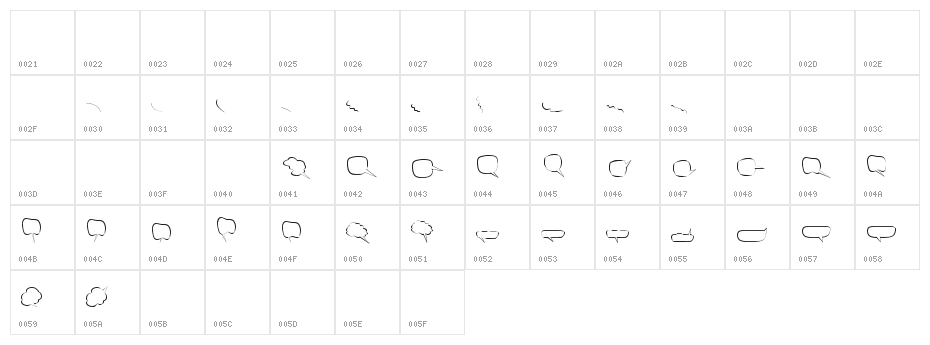 Freaky Comment Balloons LT Character Map