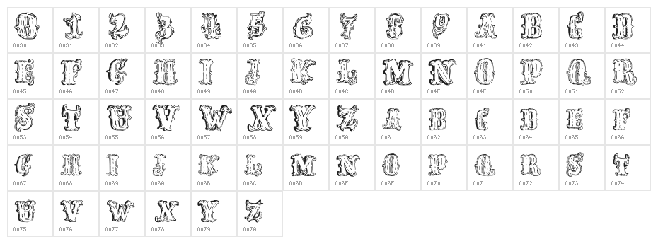 FredWildWest-Regular Character Map