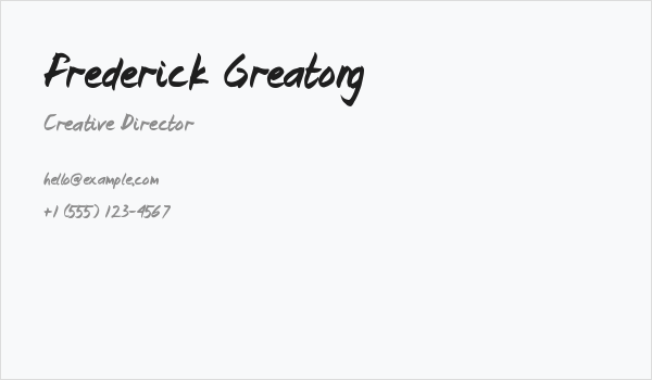 Frederick Greatong Business Card